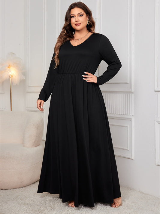 Cutout V-Neck Long Sleeve Maxi Dress