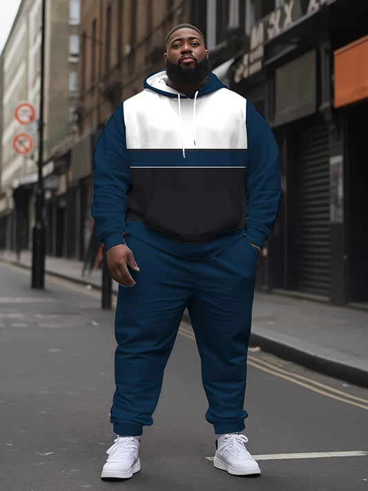 Men's Casual Outfit Set, Polyester Blend, Digital Print, Machine Washable, Hooded Top With Stretchy Fabric, Regular Fit, Knitted Construction