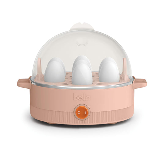 BELLA Rapid Electric Egg Cooker and Poacher with Auto Shut Off for Omelet, Soft, Medium and Hard Boiled Eggs - 7 Egg Capacity Tray, Single Stack, Red