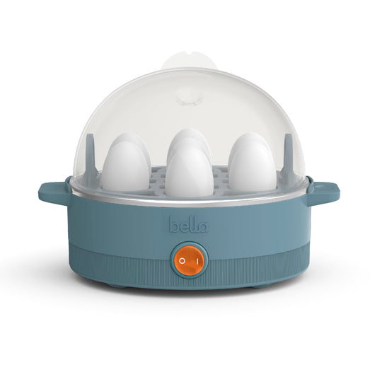 BELLA Rapid Electric Egg Cooker and Poacher with Auto Shut Off for Omelet, Soft, Medium and Hard Boiled Eggs - 7 Egg Capacity Tray, Single Stack, Red