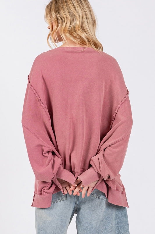 Mineral Wash Side Slit Oversized Sweatshirt