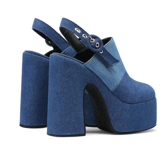 Platform Denim Mueller Pumps