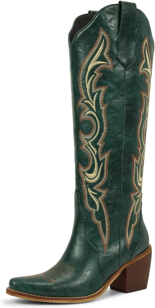 Retro Knee High Cowboy Boots for Women