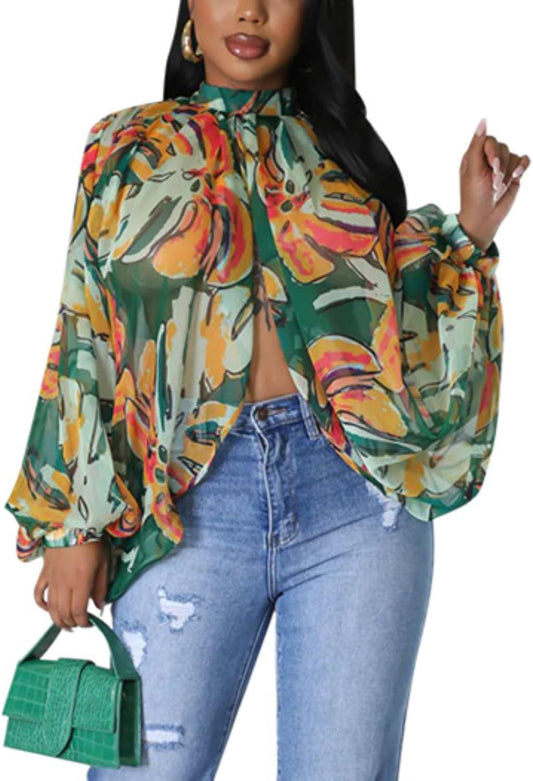 Batwing Sleeve Chiffon Blouse
