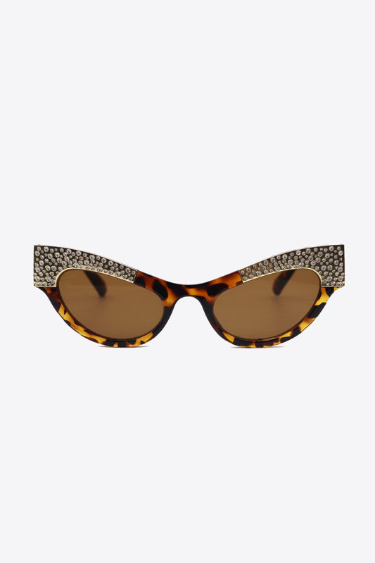 Gafas de sol de ojo de gato con ribete de diamantes de imitación y protección UV400