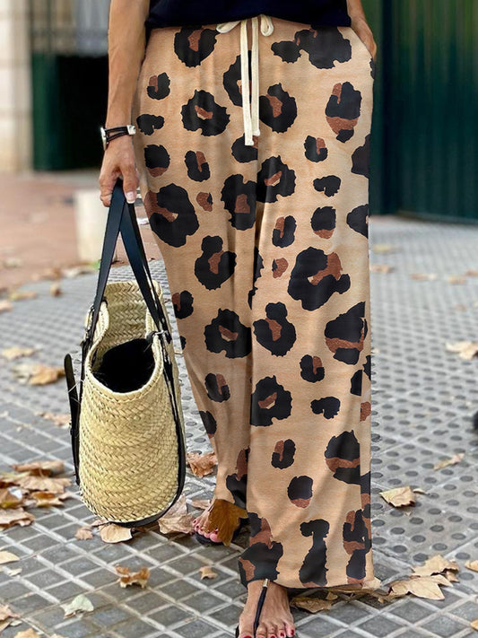 Pantalones anchos con estampado de leopardo