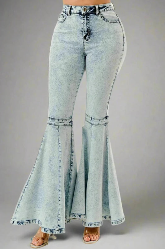 Acid Denim Flare Pants