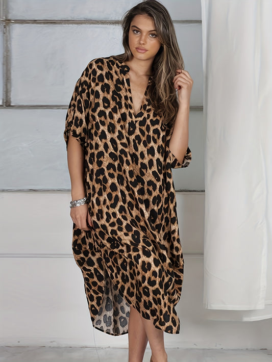 Kimono/cárdigan elegante con estampado de leopardo