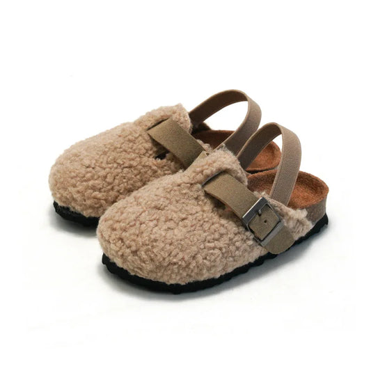 Warm Fuzzy Slipper Plush Sandals Cork