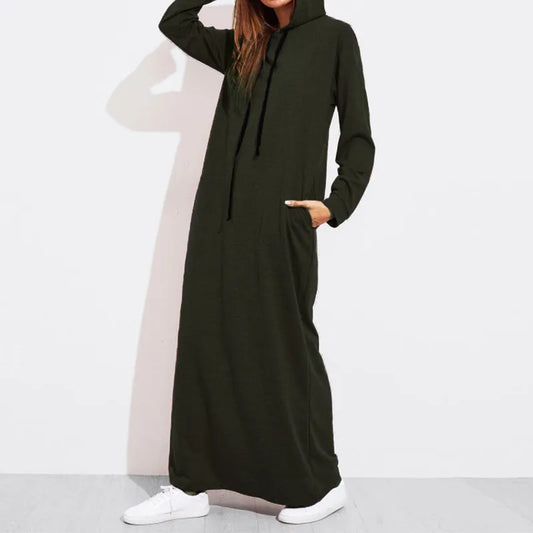 Hooded Sweatshirt Maxi Dress