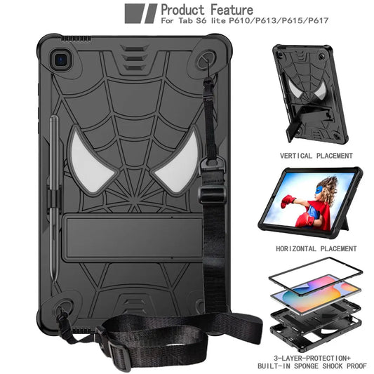 Samsung Galaxy Tab & Shoulder Strap S6 Lite SM-P619 SM-P613 SM-P610 SM-P615 SM-P620 SM-P625 10.4 inch cover Silicone +PC Case