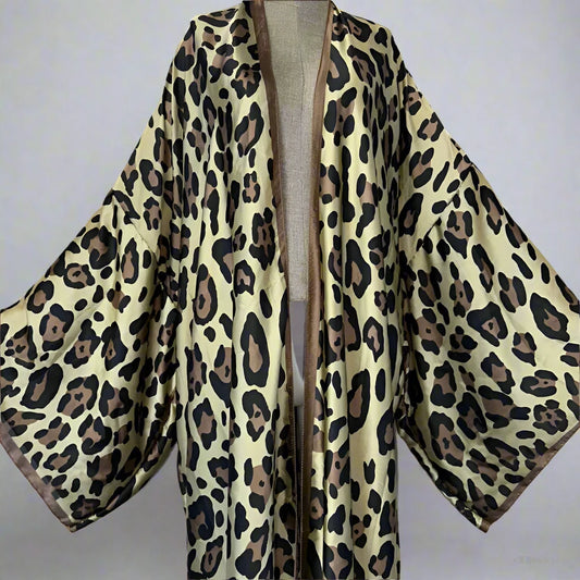 Long Leopard Print Kimono