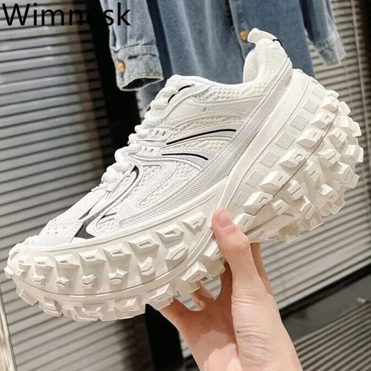 Unique Non-Slip Round Toe Runway Thick Bottom Sneakers