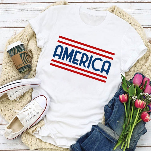 Women American Graphic T-Shirt