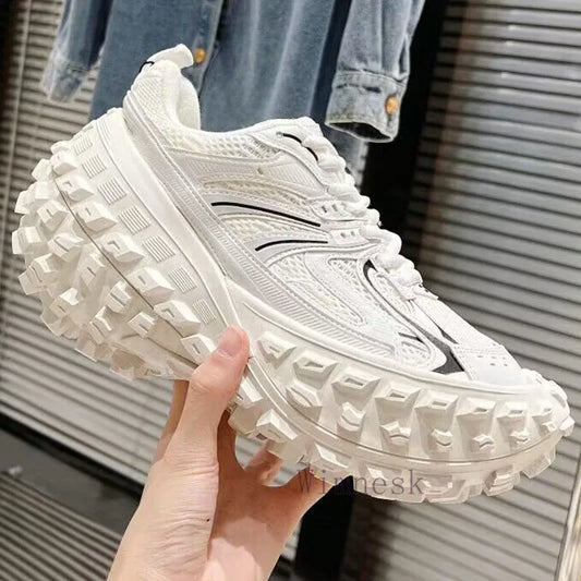 Unique Non-Slip Round Toe Runway Thick Bottom Sneakers