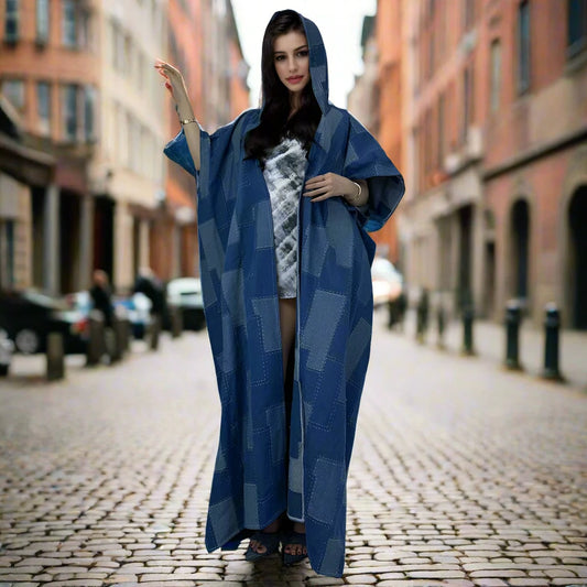 Gorgeous Hooded Denim Jacquard Sleeveless Kimono