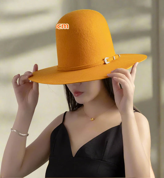 Chic Fedoras Winter Wool Fashion High Crown with Belt