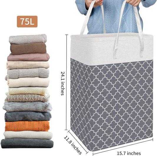 HomeHacks: Pack de 2 cestas de ropa sucia impermeables de 75 l, color gris 