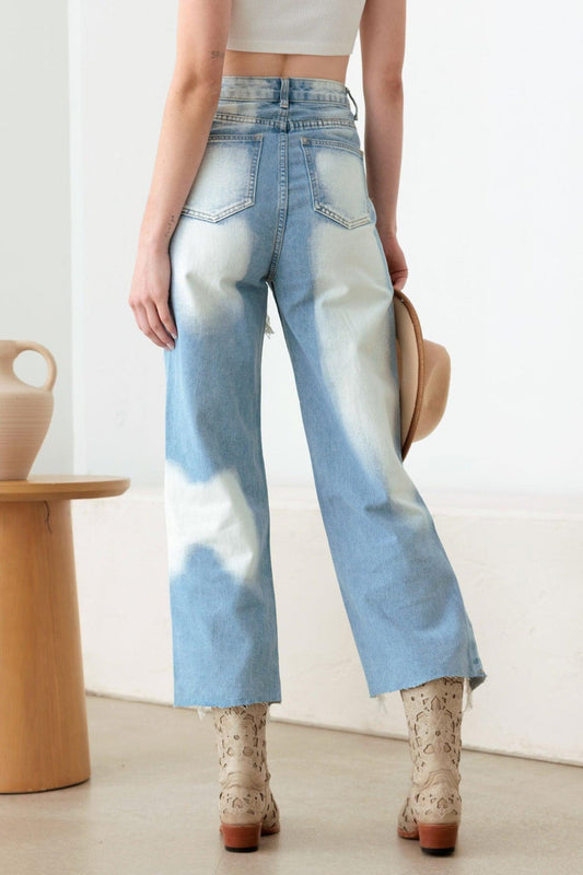 La Frayed Cut Distressed Jeans