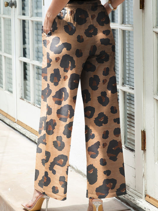 Pantalones anchos con estampado de leopardo